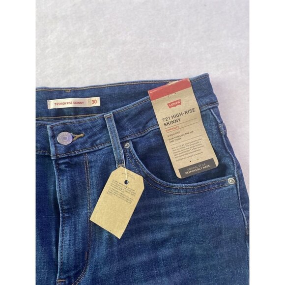 Levis Levi 721 High rise Skinny Jeans Size 30 x 30 Women New Distressed Skinny - Picture 8 of 16